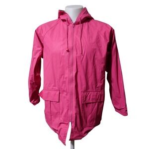 Sailmaker Outerwear Rain Jacket Women's Size  Medium Pink  Full Zip Pockets Hood